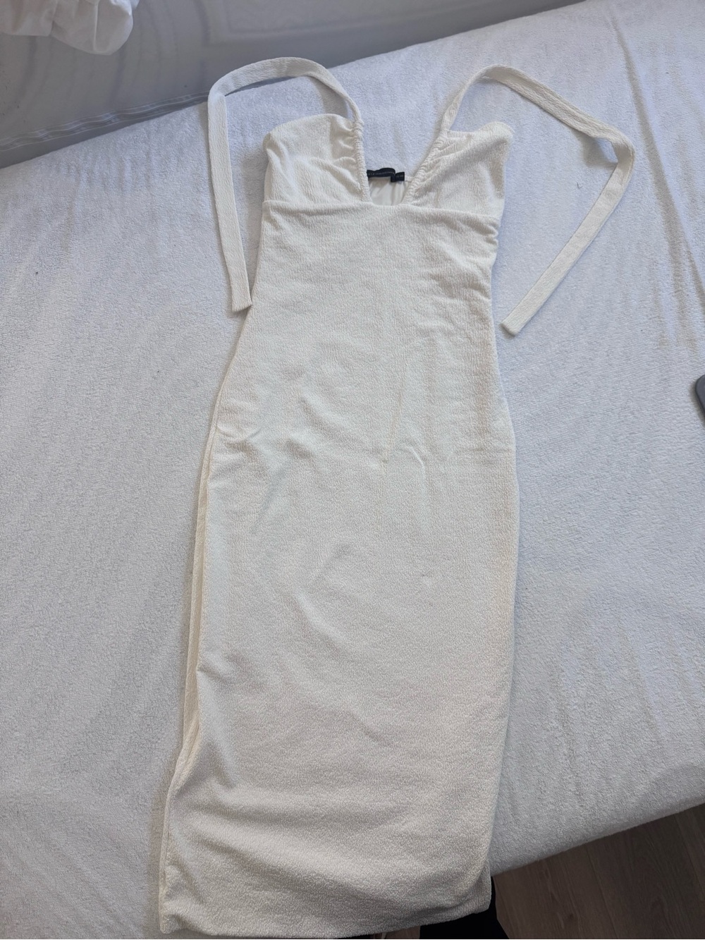 Cream V-Neck Tie-Shoulder Midi Dress
